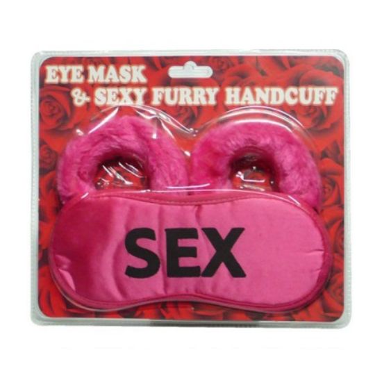 Изображение Маска и наручники Eye mask and handcuff (0906) розовые