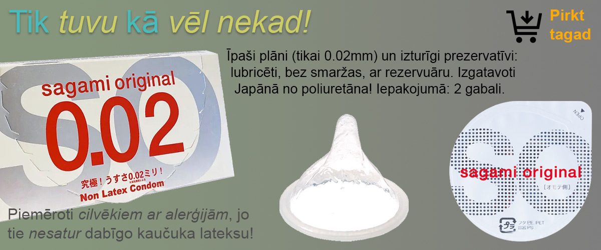 Īpaši plāni (0,02 mm) un izturīgi prezervatīvi BEZ LATEKSA no Japānas! 